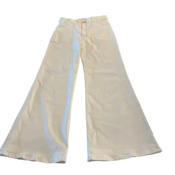 Mother Denim The Elbow Grease‎ Roller Sneak in Antique White Wide Leg size 31